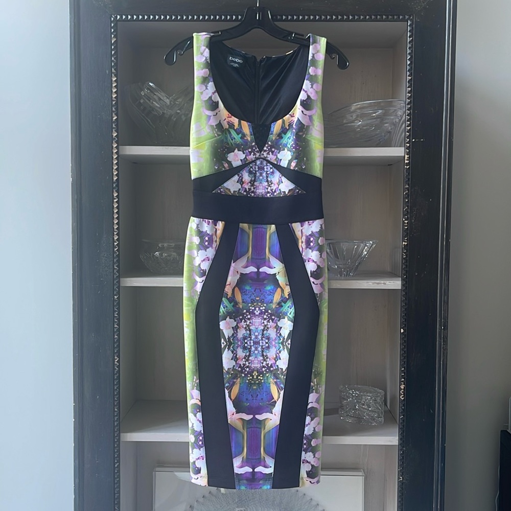 BEBE Scuba Sleeveless Form Fitting Dress, Size XS